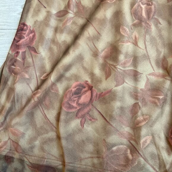 Vtg 90s Scott McClintock Empire Waist Brown Rose Autumnal Gown Brown Scarf Sz S - Picture 4 of 8